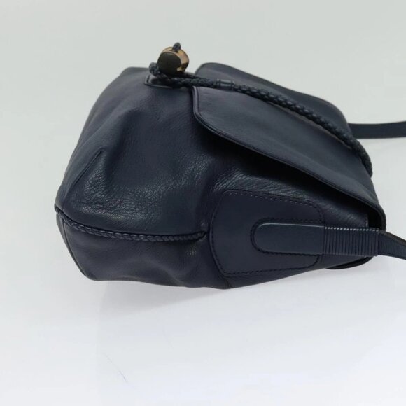 GUCCI Shoulder Bag Leather Blue Gold 338985 Auth 123404 - Picture 6 of 16